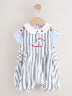 Rompertjes En Tuinbroeken*Next Blauw gestreept - Cath Kidston 100% katoenen Baby bretelbroek