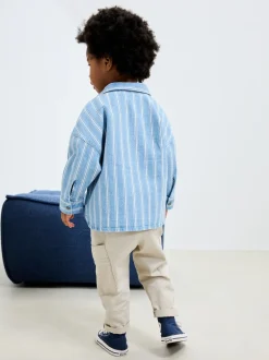 Shirts*Next Blauw gestreept - Denim overhemd met lange mouwen (3 mnd - 7 jr)