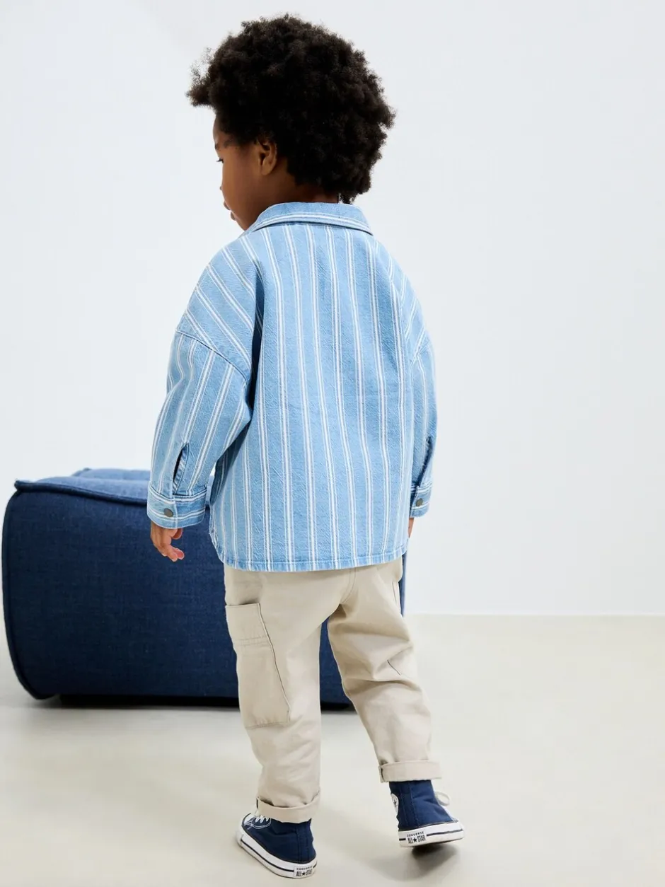Shirts*Next Blauw gestreept - Denim overhemd met lange mouwen (3 mnd - 7 jr)