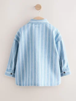 Shirts*Next Blauw gestreept - Denim overhemd met lange mouwen (3 mnd - 7 jr)