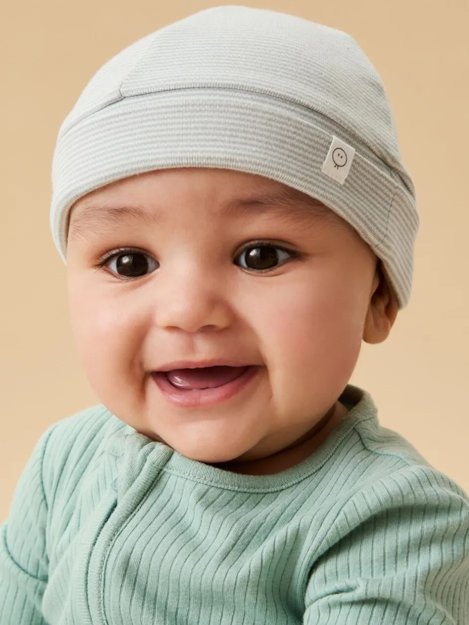 Mutsen, Handschoenen En Sjaals*Mori - Supersoft Babyhoedje Blauw gestreept