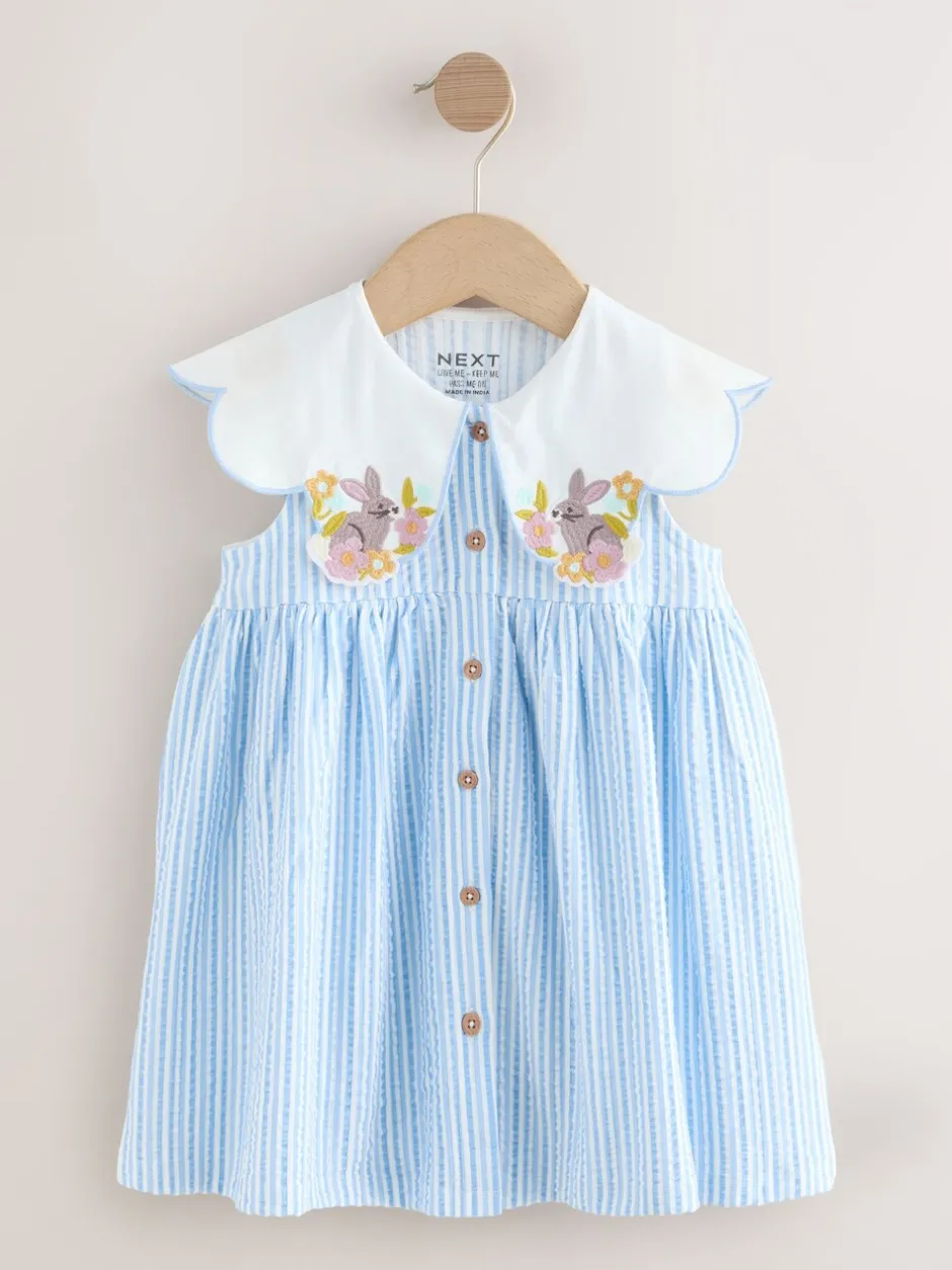 Jurken|Jurken|Next - Zomerjurk met kraag (3mnd -7jr) Blauw gestreept
