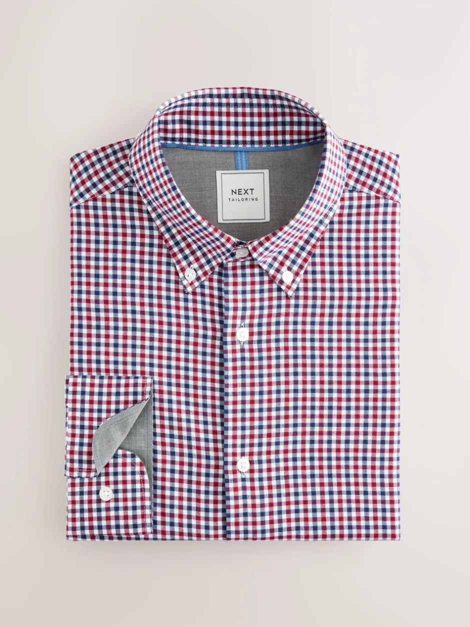 Formele Overhemden|Shirts|Next - Set van 2 stuks strijkvrije Oxford-overhemden Blauw gingham/rood gingham