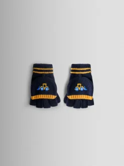 Mutsjes En Antikrabwantjes|Mutsen, Handschoenen En Sjaals|Jojo Maman Bébé - - Wanten met fleecevoering Blauw graafmachine