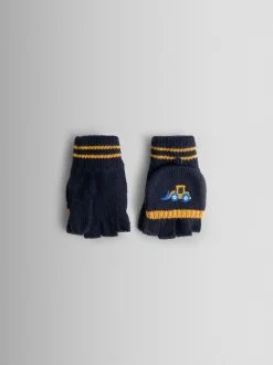 Mutsjes En Antikrabwantjes|Mutsen, Handschoenen En Sjaals|Jojo Maman Bébé - - Wanten met fleecevoering Blauw graafmachine