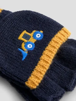 Mutsjes En Antikrabwantjes|Mutsen, Handschoenen En Sjaals|Jojo Maman Bébé - - Wanten met fleecevoering Blauw graafmachine