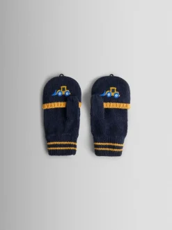 Mutsjes En Antikrabwantjes|Mutsen, Handschoenen En Sjaals|Jojo Maman Bébé - - Wanten met fleecevoering Blauw graafmachine