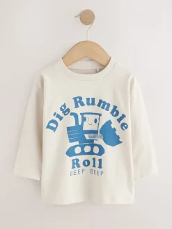 Tops|T-Shirts*Next Blauw graafmachine - Set van 3 T-shirts met grafische print en lange mouwen (3mnd-7jr)