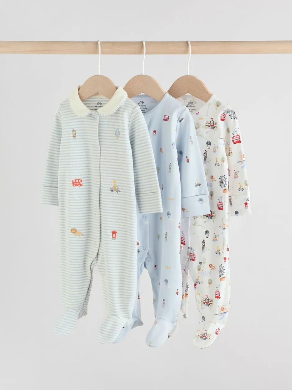 Babypakjes En Babypyjama's|Next - Verpakking van 3 babypyjama's (0-2jr) Blauw London