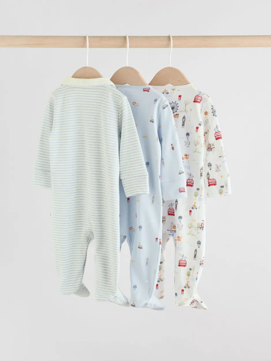 Babypakjes En Babypyjama's|Next - Verpakking van 3 babypyjama's (0-2jr) Blauw London