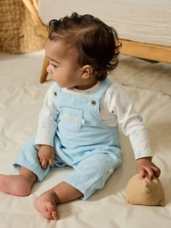 Rompertjes En Tuinbroeken|Sets En Outfits*Next Blauw met beren - Corduroy bretelbroeken en Bodysuit set (0mnd-2jr)