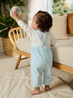 Rompertjes En Tuinbroeken|Sets En Outfits*Next Blauw met beren - Corduroy bretelbroeken en Bodysuit set (0mnd-2jr)