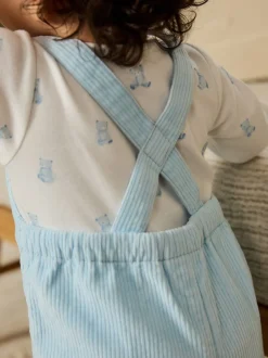 Rompertjes En Tuinbroeken|Sets En Outfits*Next Blauw met beren - Corduroy bretelbroeken en Bodysuit set (0mnd-2jr)