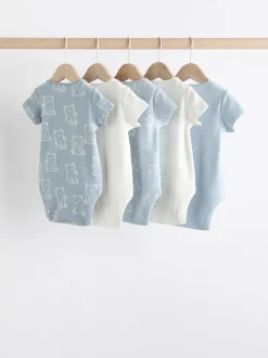 Rompertjes En Hemdjes*Next Blauw met beren - Set van 5 babyrompertjes