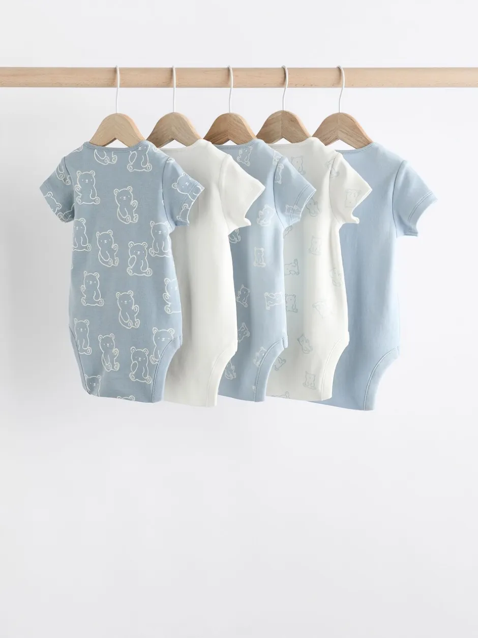 Rompertjes En Hemdjes*Next Blauw met beren - Set van 5 babyrompertjes