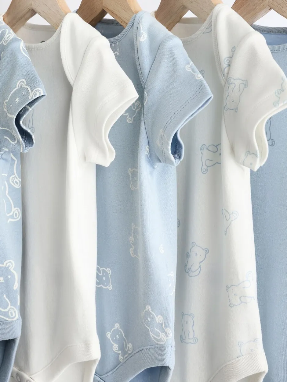 Rompertjes En Hemdjes*Next Blauw met beren - Set van 5 babyrompertjes