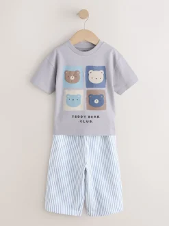 Sets En Outfits|Shorts*Next Blauw met beren - Short Sleeve T-Shirt and Lightweight Joggers 2 Pack Set (3mths-7yrs)