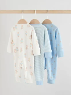 Multipacks|Babypakjes En Babypyjama's*Next - Verpakking van 3 babyslaappakjes met tweewegrits (0 mnd - 3 jr) Blauw met beren