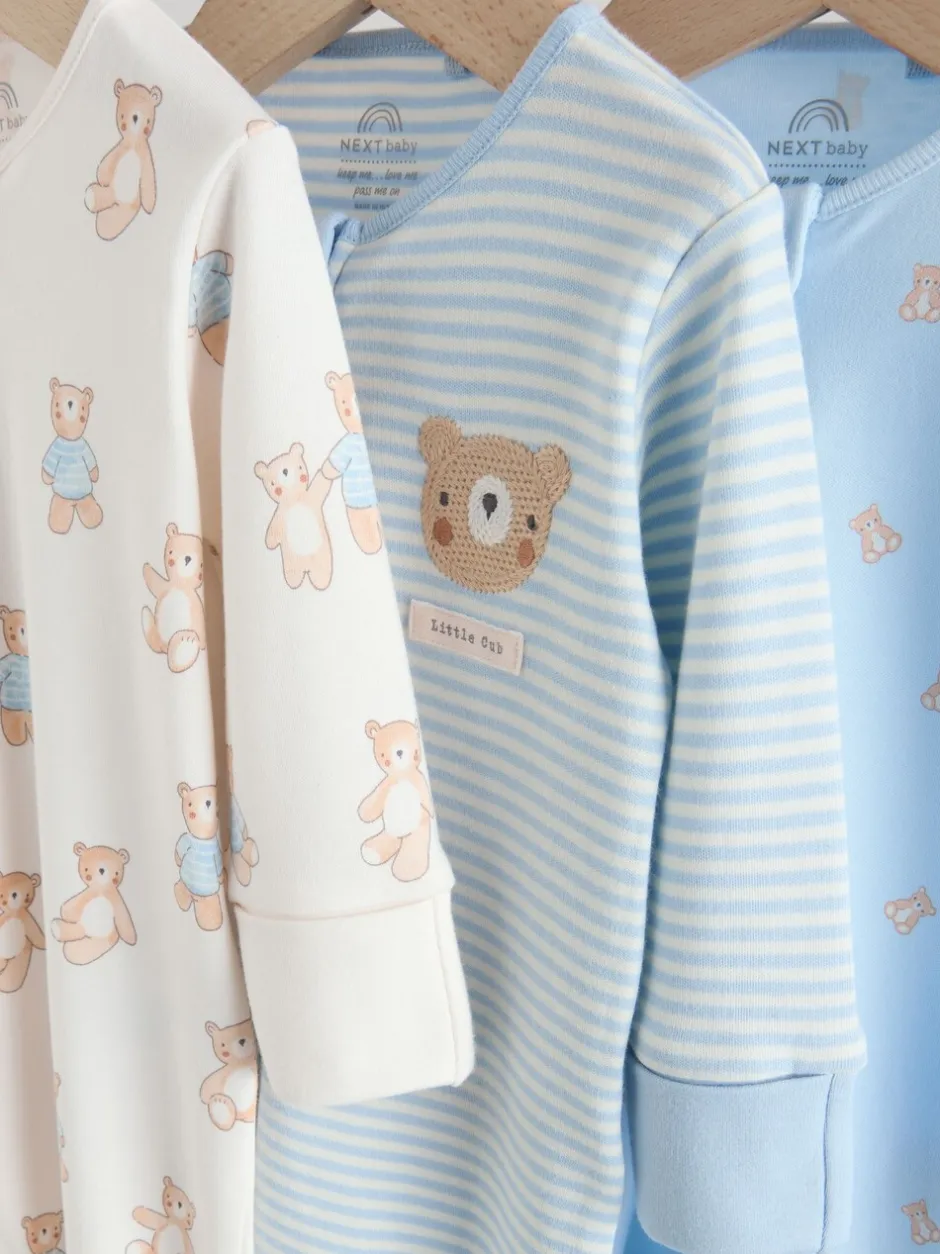 Multipacks|Babypakjes En Babypyjama's*Next - Verpakking van 3 babyslaappakjes met tweewegrits (0 mnd - 3 jr) Blauw met beren