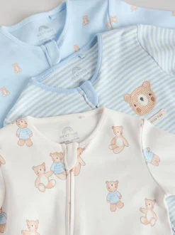 Multipacks|Babypakjes En Babypyjama's*Next - Verpakking van 3 babyslaappakjes met tweewegrits (0 mnd - 3 jr) Blauw met beren