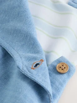 Rompertjes En Tuinbroeken|Next Blauw met beren - Woven Dungarees and Bodysuit Baby Set (0mths-2yrs)