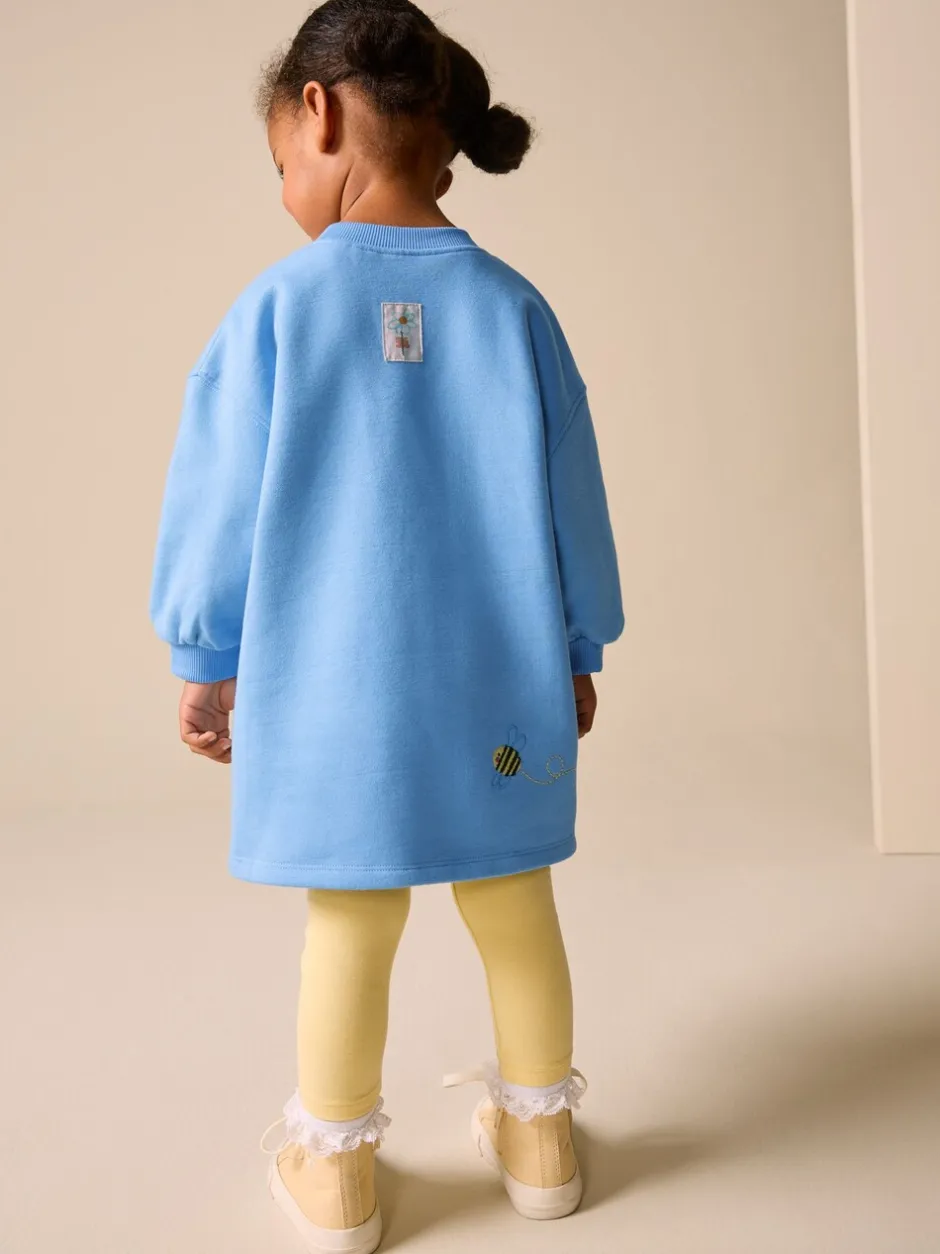 Jurken|Gebreide Kleding|Next - Relaxte sweaterjurk (3mnd-7jr) Blauw met bloemen