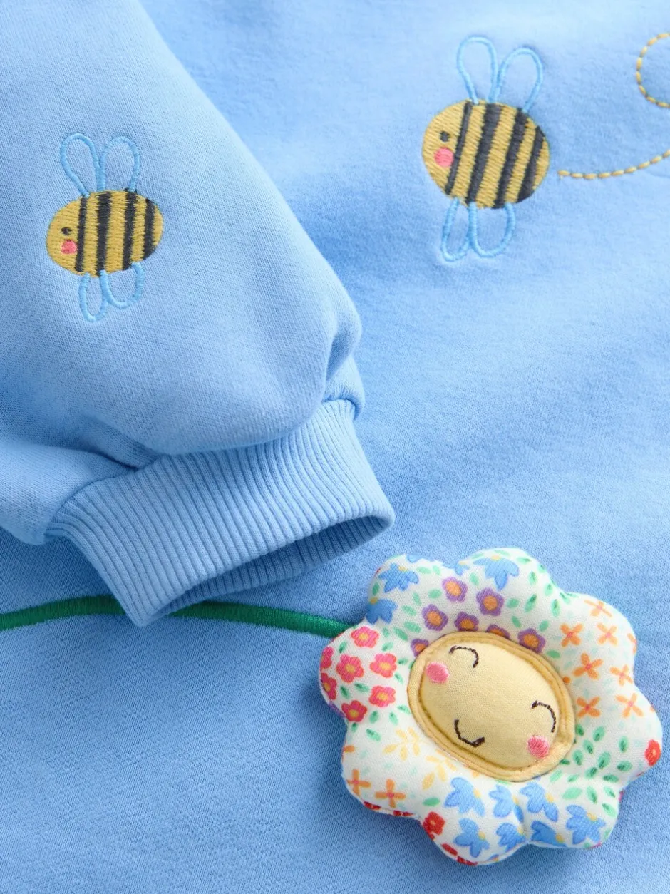Jurken|Gebreide Kleding|Next - Relaxte sweaterjurk (3mnd-7jr) Blauw met bloemen