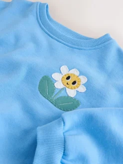 Truien En Breisels|Sweaters En Hoody´S|Next Blauw met bloemen - Sweatshirt met ronde hals (3 mnd-7 jr)