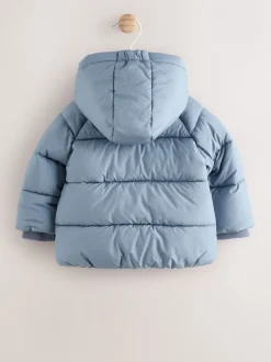 Jassen, Jacks En Kinderwagenpakjes|Jassen En Jacks|Next - Baby pufferjack (0mnd -2jr) Blauw met capuchon
