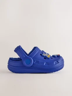 Pantoffels*Next - Warme gevoerde pantoffelklompen Blauw met dierenprint