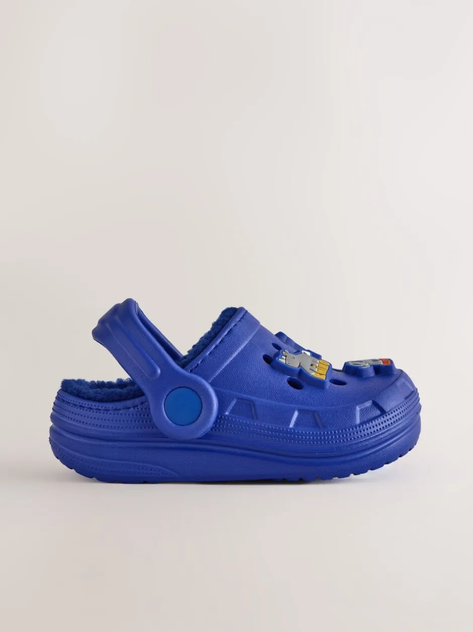 Pantoffels*Next - Warme gevoerde pantoffelklompen Blauw met dierenprint