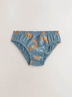 Ondergoed|Next - 100% katoenen bedrukte onderbroeken set van 5 (1.5-10jr) Blauw met dinosaurus