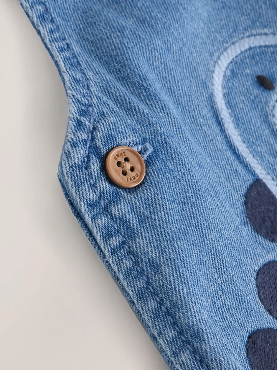Sets En Combisets|Rompertjes En Tuinbroeken*Next - Babyset van denim bretelbroeken en bodysuit (0 mnd - 2 jr) Blauw met dinosaurus