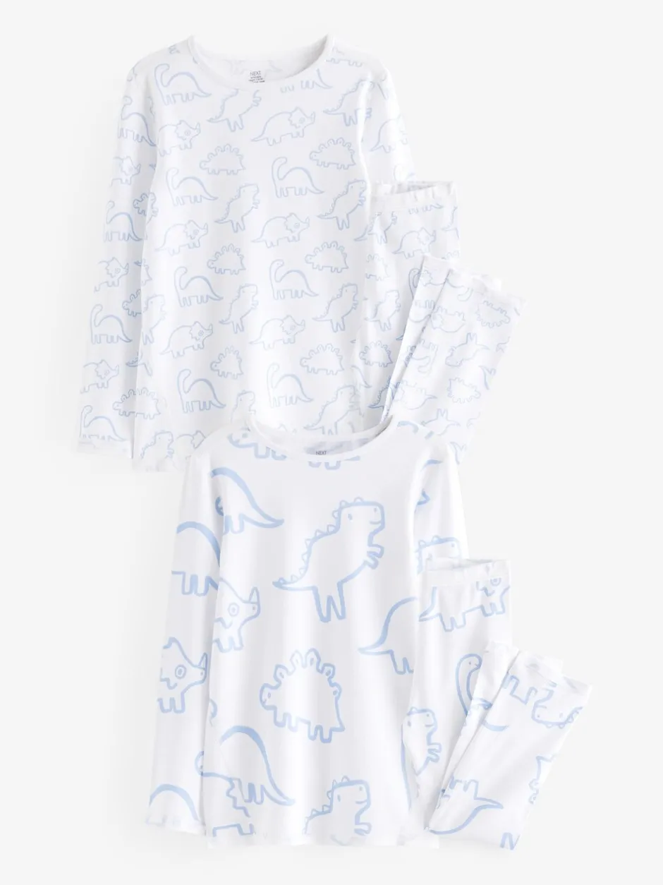 Pyjama's|Next - Huidvriendelijke pyjama's 2 stuks (9mnd -12jr) Blauw met dinosaurus