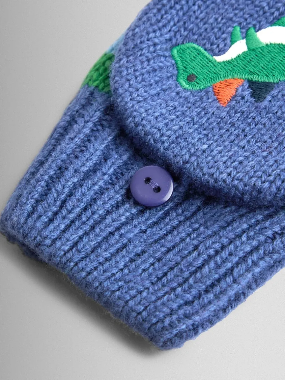 Mutsjes En Antikrabwantjes|Mutsen, Handschoenen En Sjaals*Jojo Maman Bébé - - Wanten met fleecevoering Blauw met dinosaurus