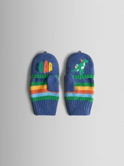 Mutsjes En Antikrabwantjes|Mutsen, Handschoenen En Sjaals*Jojo Maman Bébé - - Wanten met fleecevoering Blauw met dinosaurus