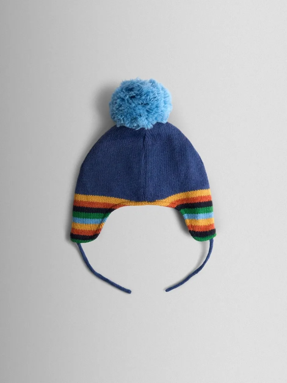 Mutsen, Handschoenen En Sjaals|Jojo Maman Bébé Blauw met dinosaurus - Cosy Pom Pom Rib Hat