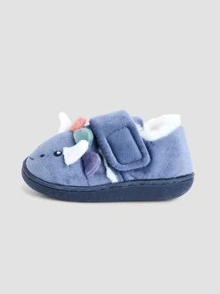 Pantoffels*Jojo Maman Bébé Blauw met dinosaurus - Slipper Shoe