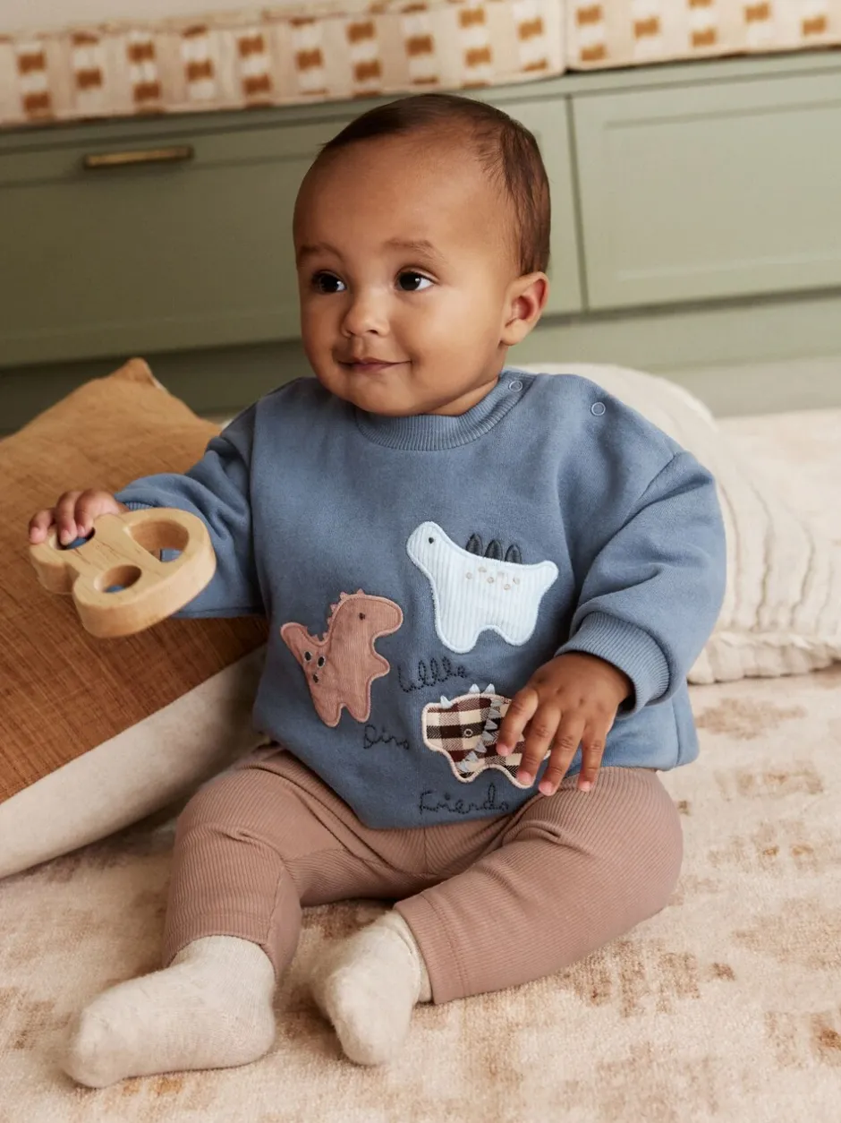 Sweaters En Hoody´S|Sets En Outfits|Next - Set met baby-sweatshirt en legging (0mnd-3jr) Blauw met dinosaurus