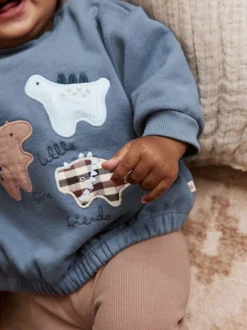 Sweaters En Hoody´S|Sets En Outfits|Next - Set met baby-sweatshirt en legging (0mnd-3jr) Blauw met dinosaurus