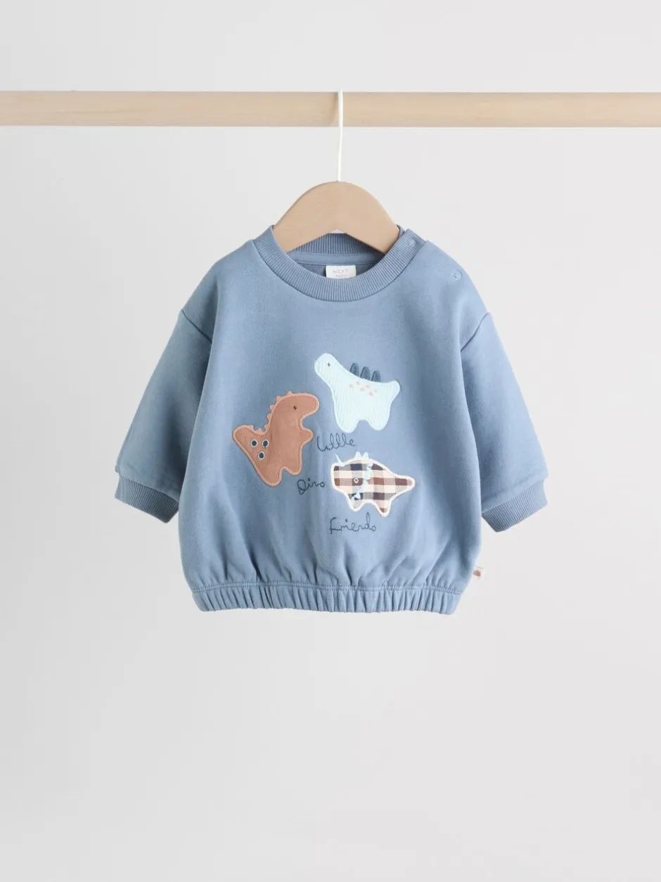 Sweaters En Hoody´S|Sets En Outfits|Next - Set met baby-sweatshirt en legging (0mnd-3jr) Blauw met dinosaurus