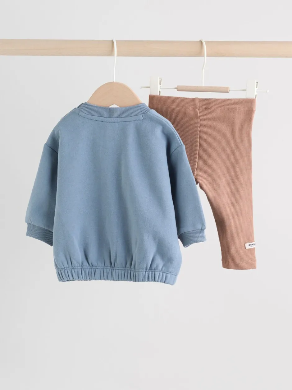 Sweaters En Hoody´S|Sets En Outfits|Next - Set met baby-sweatshirt en legging (0mnd-3jr) Blauw met dinosaurus