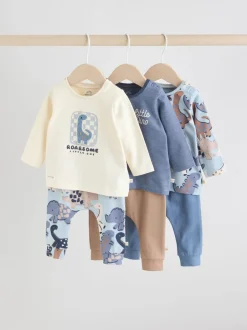 Tops|Sets En Combisets|Next Blauw met dinosaurus - Tops en Leggings 6 -delige babyset (0mnd-3jr)