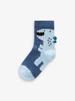Sokken En Panty's|Sokken|Next Blauw met dinosaurus - Verpakking van 7 paar sokken met hoog aandeel katoen