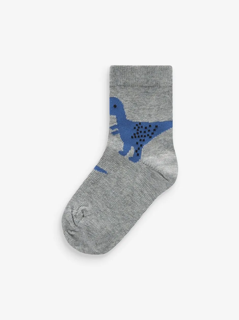 Sokken En Panty's|Sokken|Next Blauw met dinosaurus - Verpakking van 7 paar sokken met hoog aandeel katoen
