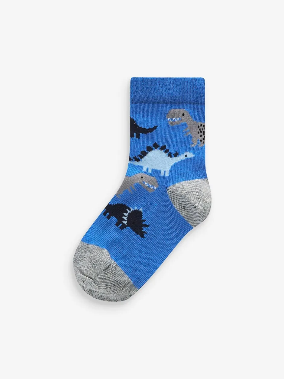 Sokken En Panty's|Sokken|Next Blauw met dinosaurus - Verpakking van 7 paar sokken met hoog aandeel katoen
