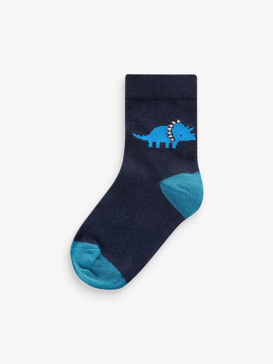 Sokken En Panty's|Sokken|Next Blauw met dinosaurus - Verpakking van 7 paar sokken met hoog aandeel katoen
