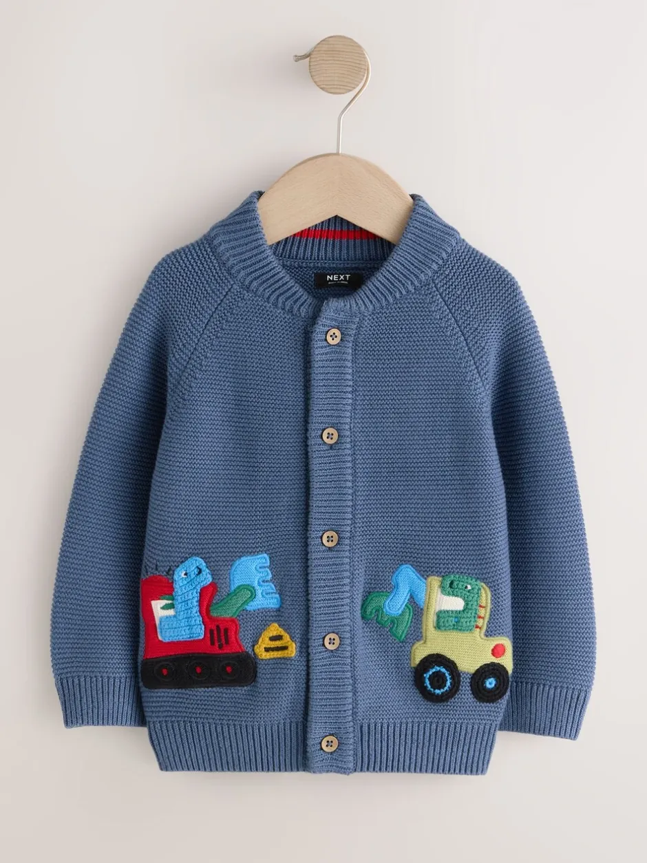 Truien En Breisels*Next Blauw met dinosaurus - Vest met figuurtjes (3mnd-7jr)