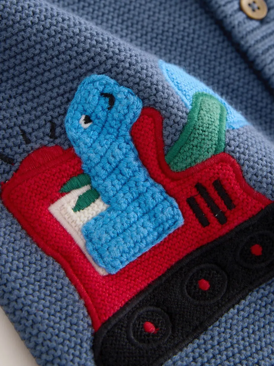 Truien En Breisels*Next Blauw met dinosaurus - Vest met figuurtjes (3mnd-7jr)
