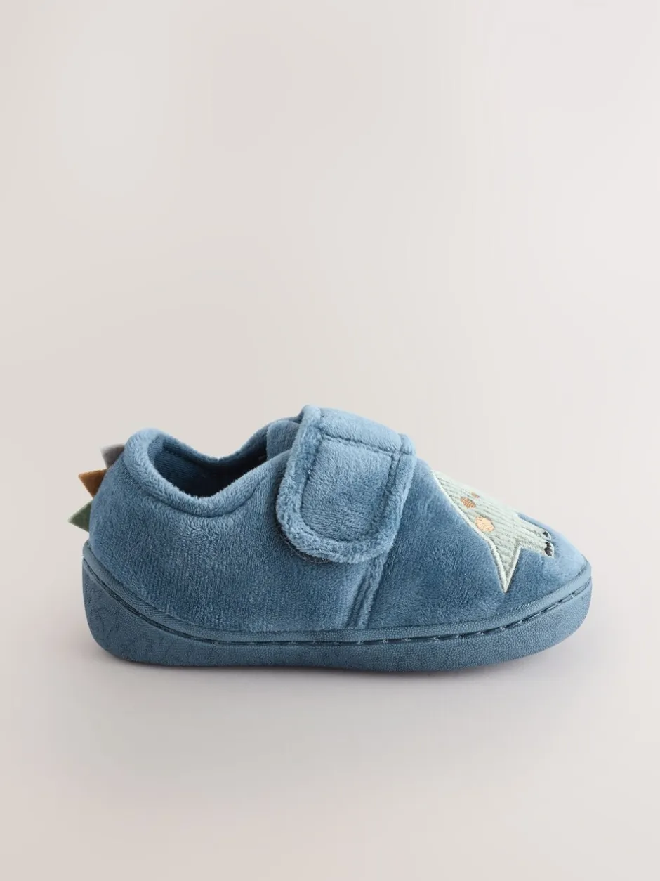 Pantoffels|Nachtkleding En Pyjama's*Next Blauw met dinosaurus - Warm gevoerde pantoffels met kuipzool